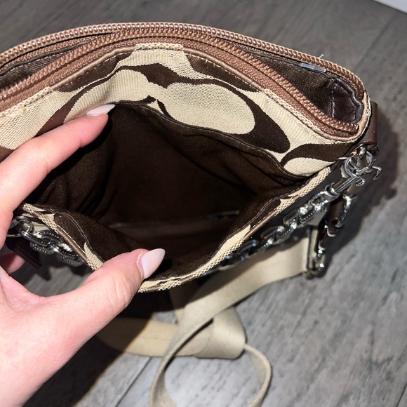 Coach Small Signature Canvas Crossbody in Brown and Tan - Picture 5 of 7